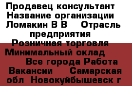 Продавец-консультант › Название организации ­ Ломакин В.В. › Отрасль предприятия ­ Розничная торговля › Минимальный оклад ­ 35 000 - Все города Работа » Вакансии   . Самарская обл.,Новокуйбышевск г.